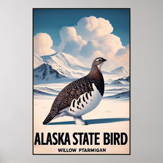 Alaska State Bird - Willow Ptarmigan Vintage Poster (Voorkant)