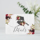 Alaska State Destination Rustic Wedding Details Kaart (Staand voorkant)