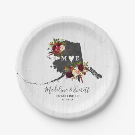 Alaska State Destination Rustic Wedding Monogram Papieren Bordje