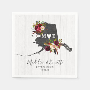 Alaska State Destination Rustic Wedding Monogram Servetten