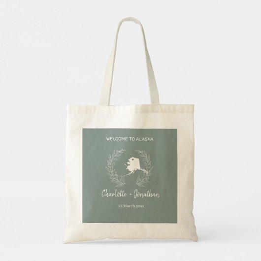 Alaska State Destination Wedding Welcome Tote Bag (Achterkant)