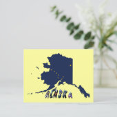 Alaska State Flag Blue Map & Yellow Stars Travel Briefkaart (Staand voorkant)