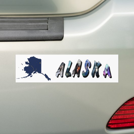 Alaska State Flag Blue Map & Yellow Stars Travel Bumpersticker (Op auto)