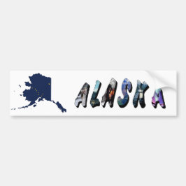 Alaska State Flag Blue Map & Yellow Stars Travel Bumpersticker