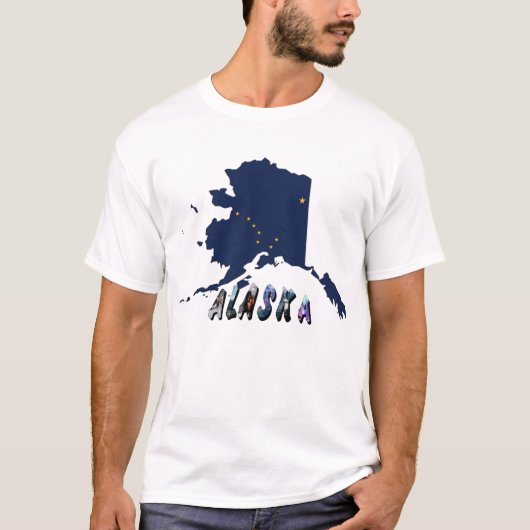 Alaska State Flag Blue Map & Yellow Stars Travel T-shirt (Voorkant)