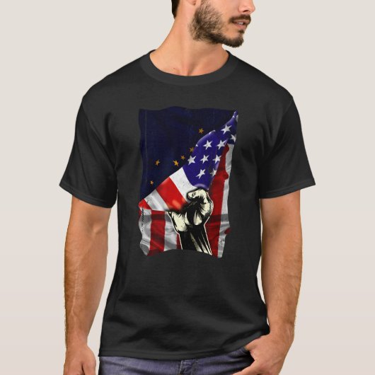 Alaska State Flag Distress US American Patriotic T-shirt (Voorkant)