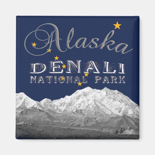 Alaska State Flag Mt McKinley Magnet (Voorkant)
