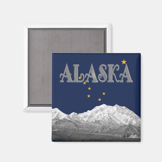 Alaska State Flag Mt McKinley Magnet (Voorkant / Achterkant)
