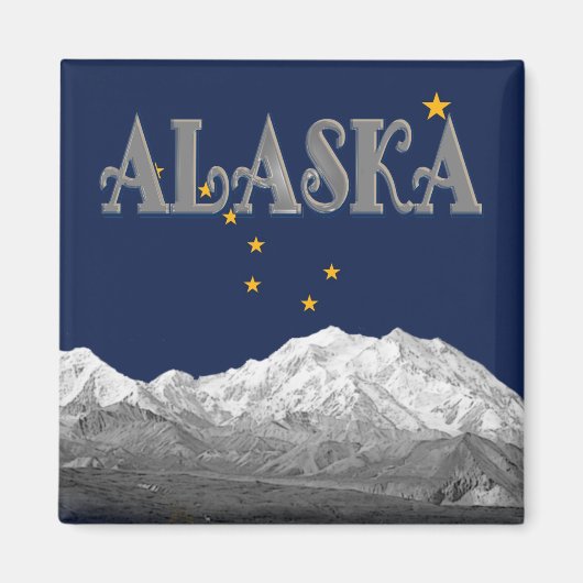 Alaska State Flag Mt McKinley Magnet (Voorkant)