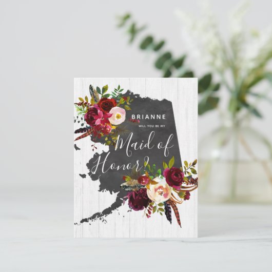 Alaska State Floral... word jij mijn bruidsmeisje Kaart (Staand voorkant)