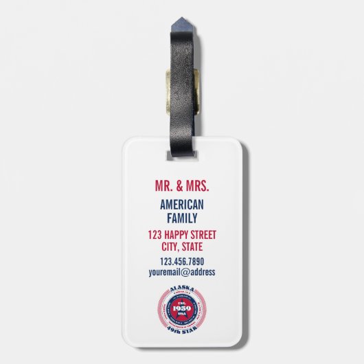 Alaska State Gepersonaliseerde Gift Bagagelabel (Achterkant verticaal)