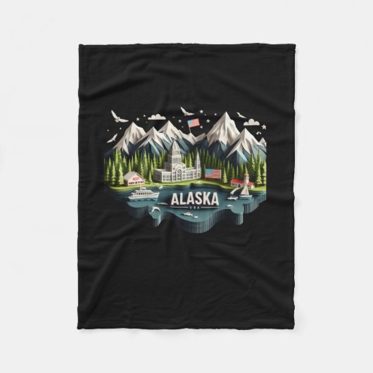 Alaska State in de Verenigde Staten Sticker Fleece Deken (Voorkant)