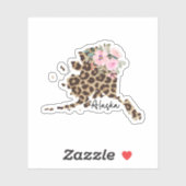 Alaska State Leopard print met bloemen Sticker (Vel)
