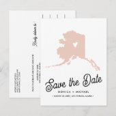 Alaska State Map Destination Wedding - ELKE KLEUR! Aankondigingskaart (Voorkant / Achterkant)