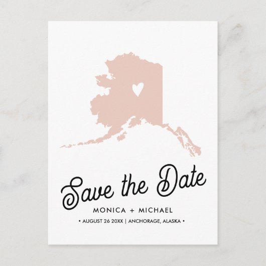 Alaska State Map Destination Wedding - ELKE KLEUR! Aankondigingskaart (Voorkant)