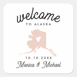ALASKA State Map Destination Wedding - ELKE KLEUR! Vierkante Sticker