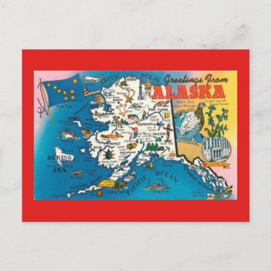 Alaska State Map Post Card Briefkaart (Voorkant)