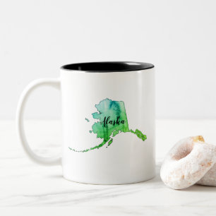 Alaska State Map Waterverf Two-Tone Coffee Mok