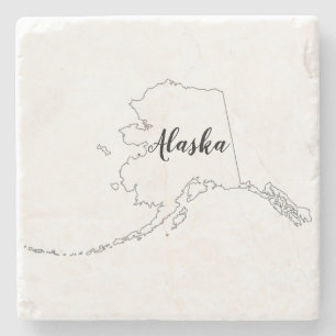 Alaska State Map Waterverf Two-Tone Onderzetter