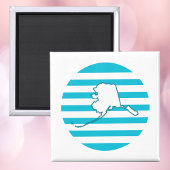 Alaska State Outline Retro Blauwe Cirkel Magneet