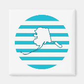 Alaska State Outline Retro Blauwe Cirkel Magneet (Voorkant)
