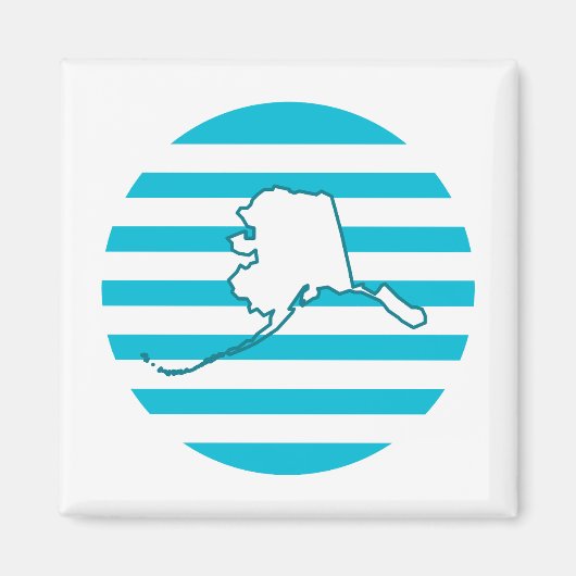 Alaska State Outline Retro Blauwe Cirkel Magneet (Voorkant)