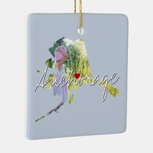 Alaska State Photo insert and town name Keramisch Ornament (Rechts)