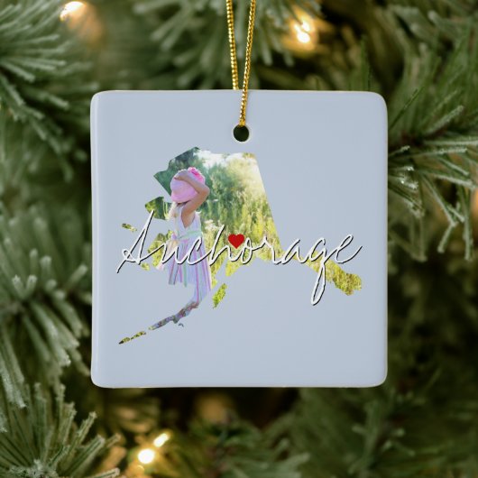 Alaska State Photo insert and town name Keramisch Ornament (Boom)