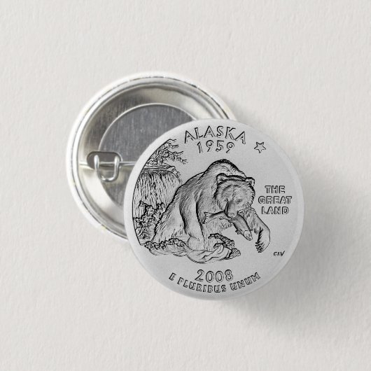 Alaska State Quarter Button (Voorkant /achterkant)