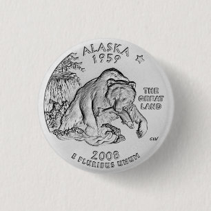 Alaska State Quarter Knop Ronde Button 3,2 Cm