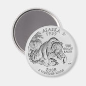 Alaska State Quarter-magneet Magneet (Voorkant / Achterkant)