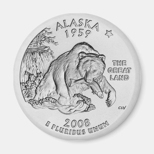 Alaska State Quarter-magneet Magneet (Voorkant)