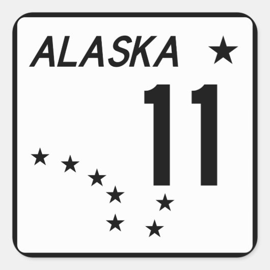 Alaska State Route 11 Vierkante Sticker (Voorkant)