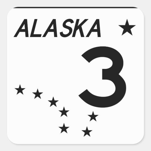Alaska State Route 3 Vierkante Sticker (Voorkant)