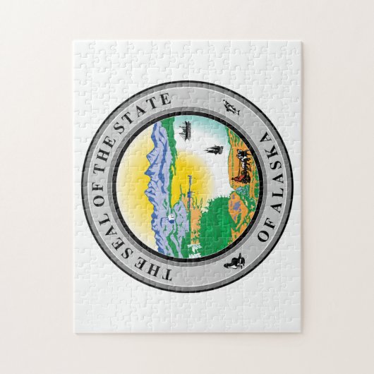 Alaska State Seal. Legpuzzel (Verticaal)