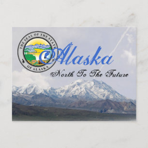 Alaska State Seal Mount McKinley Post Card Briefkaart