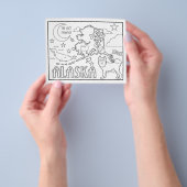Alaska State Shape and Facts Kleurplaat Flyer (Hand)