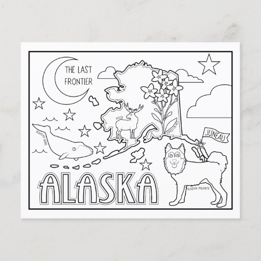 Alaska State Shape and Facts Kleurplaat Flyer (Voorkant)