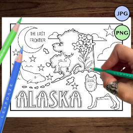 Alaska State Shape and Facts Kleurplaat Flyer