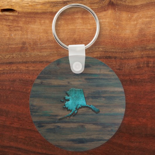 Alaska State Shape Blauwgroen Sleutelhanger (Voorkant)