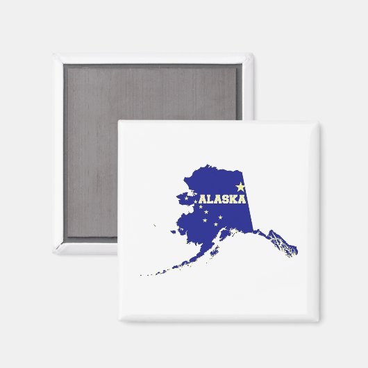 Alaska State Shape Flag met naam Magneet (Voorkant / Achterkant)