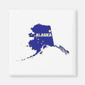 Alaska State Shape Flag met naam Magneet (Voorkant)