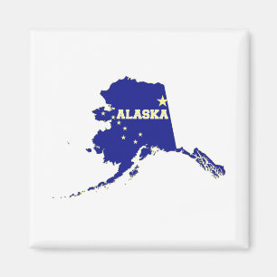 Alaska State Shape Flag met naam Magneet