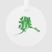Alaska State Shape Home Word Art Green Ornament (voorkant)