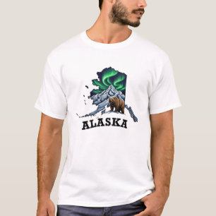 Alaska State Tattoo stijl Noorderlicht, Grizzly T-shirt