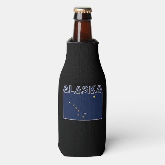 Alaska State Text Flag Flesjeskoeler (Fles Voorkant)