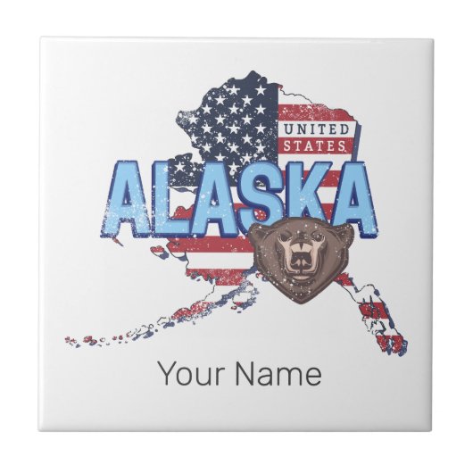 Alaska State Verenigde Staten Kaart  Verenigde Sta Tegeltje (Voorkant)