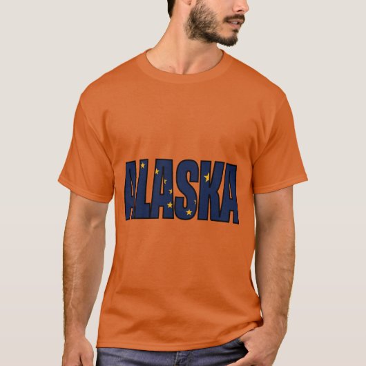 Alaska State Vlag Naam Design T-shirt (Voorkant)