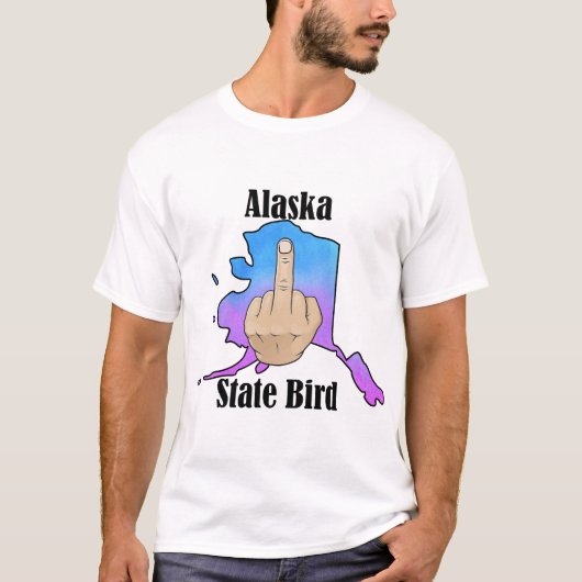 Alaska state vogel T-shirt middelvinger kleur (Voorkant)