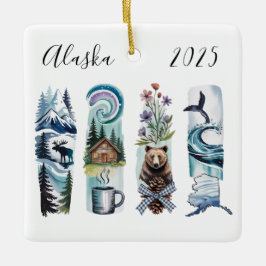 Alaska State Watercolor Christmas Ornament – North